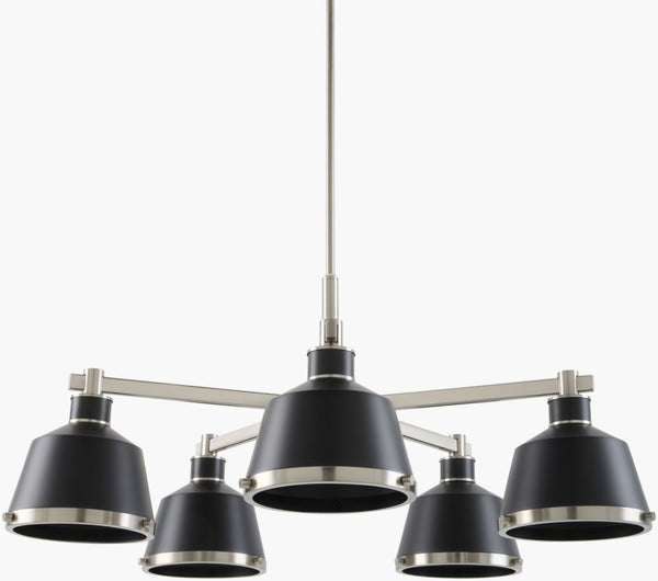 Surya Valente Wide Metal Chandelier Industrial Rustic Dining Room Loft Statement Fixture VLTE-029