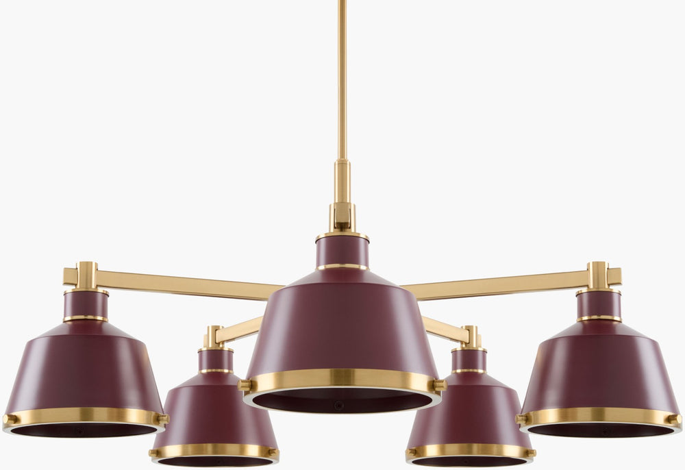 Surya Valente Industrial Rustic Metal Chandelier Wide Span Ceiling Light for Dining Rooms VLTE-031