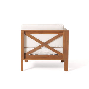 English Elm Brava Solid Acacia Cross-back Outdoor Corner Chair with Water-resistant Cushion 64489.00BGE