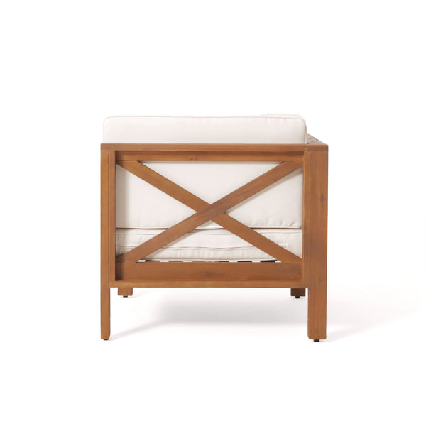English Elm Brava Solid Acacia Cross-back Outdoor Corner Chair with Water-resistant Cushion 64489.00BGE