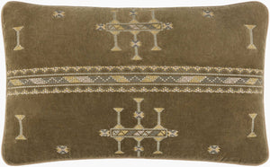 Surya Velour 13"L X 21"W Modern Lumbar Pillow - Luxurious Cotton Comfort With Elegant Design For Home Decor Olive Green Cotton,Cotton Vlu001-1321d