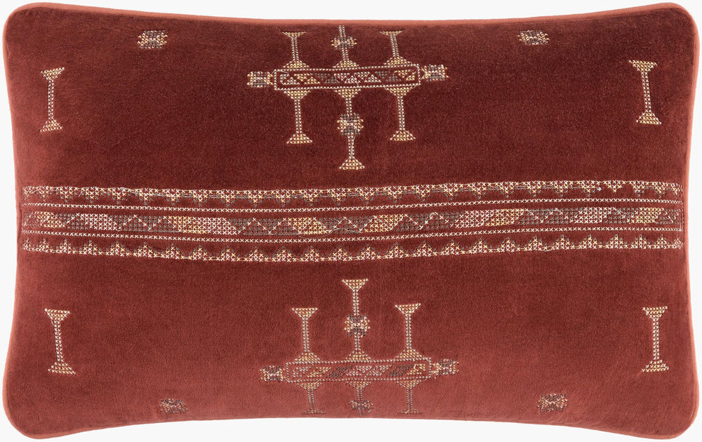 Surya Velour 13"L X 21"W Modern Lumbar Pillow - Luxurious Cotton Comfort With Elegant Design For Home Decor Burnt Sienna Cotton,Cotton Vlu002-1321