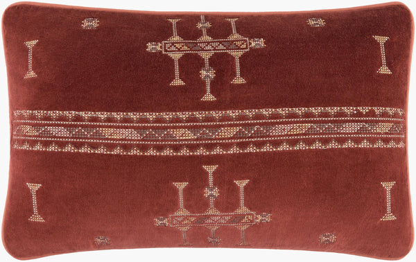 Surya Velour 13"L X 21"W Modern Lumbar Pillow - Luxurious Cotton Comfort With Elegant Design For Home Decor Burnt Sienna Cotton,Cotton Vlu002-1321