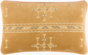 Surya Velour 13"L X 21"W Modern Lumbar Pillow - Luxurious Cotton Comfort With Elegant Design For Home Decor Mustard Cotton,Cotton Vlu003-1321d