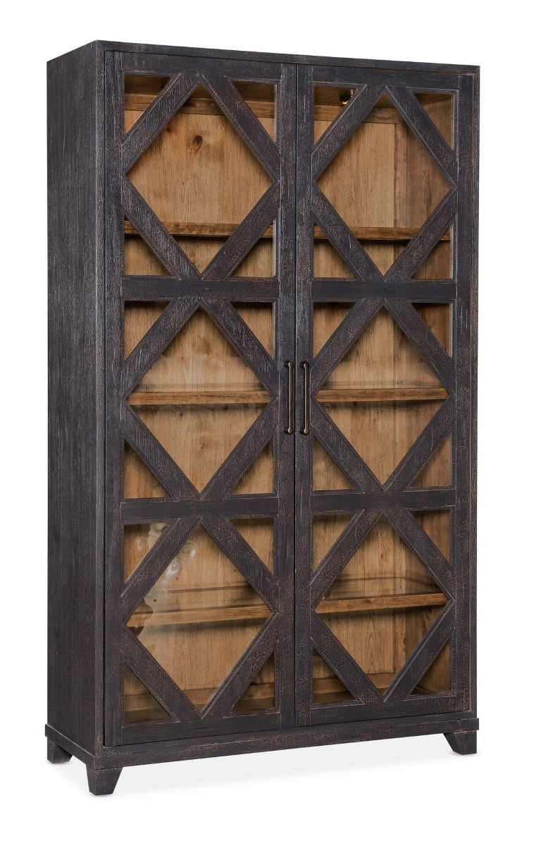 Hooker Furniture Big Sky Reclaimed-Style Display Cabinet With Seeded Glass, Soft-Close Doors, Adjustable Shelves & Lighting 6700-75906-98