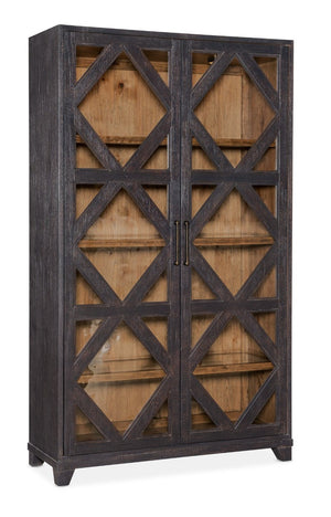 Hooker Furniture Big Sky Reclaimed-Style Display Cabinet With Seeded Glass, Soft-Close Doors, Adjustable Shelves & Lighting 6700-75906-98
