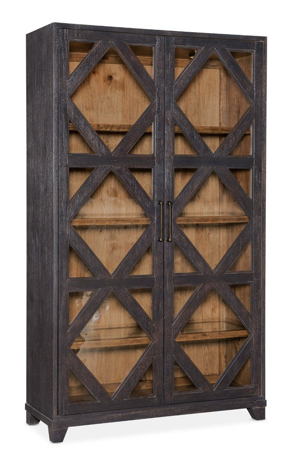 Hooker Furniture Big Sky Reclaimed-Style Display Cabinet With Seeded Glass, Soft-Close Doors, Adjustable Shelves & Lighting 6700-75906-98