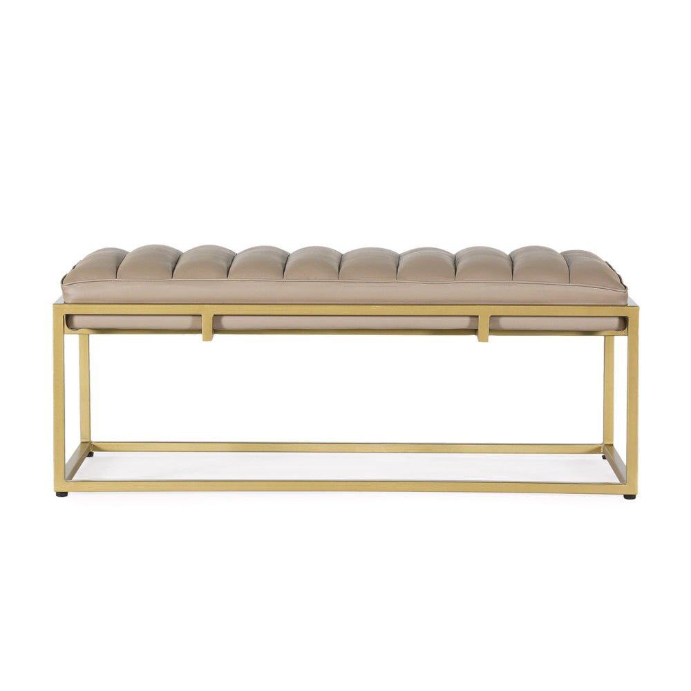 English Elm Christopher Knight Home® - BENCH Gold Faux Leather Upholstered Bench 46" Long Elegant Modern Seating with Sturdy Frame and Comfort - Stylish Accent for Entryway, Bedroom, Living Room 71748.00