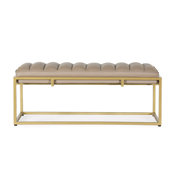 English Elm Christopher Knight Home® - BENCH Gold Faux Leather Upholstered Bench 46" Long Elegant Modern Seating with Sturdy Frame and Comfort - Stylish Accent for Entryway, Bedroom, Living Room 71748.00