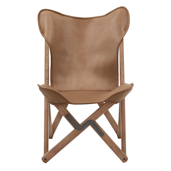 Homelegance By Top-Line Kosmo Genuine Top Grain Leather Tripolina Sling Chair Brown Leather
