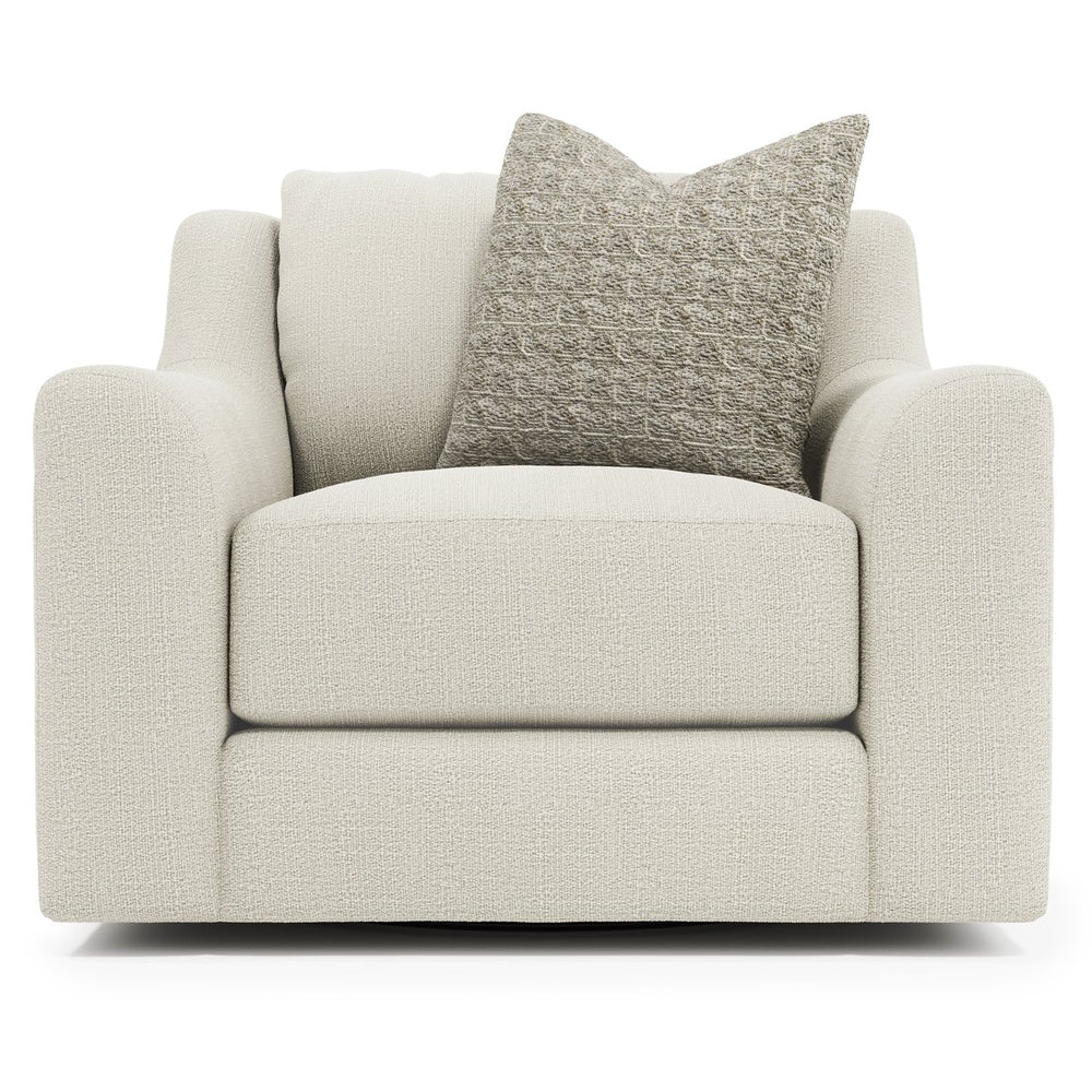 Bernhardt Bernhardt Gabi Bouclé Swivel Chair — Oversized Roll Arms, Deep Seat, 360° Smooth Base, Plush Throw Pillow (Made-To-Order) P7082SB