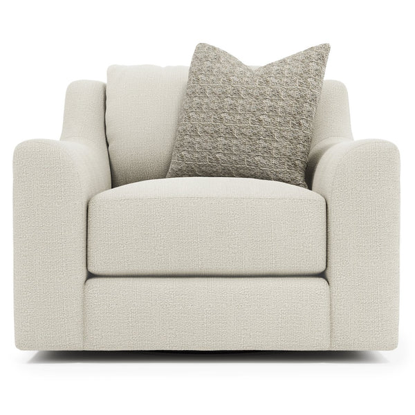 Bernhardt Bernhardt Gabi Bouclé Swivel Chair — Oversized Roll Arms, Deep Seat, 360° Smooth Base, Plush Throw Pillow (Made-To-Order) P7082SB