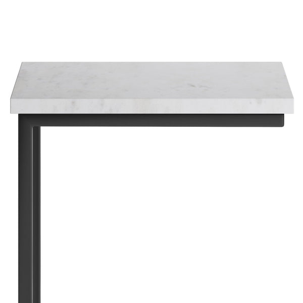 English Elm Skyler C Side Table – Handcrafted White Marble & Black Metal Frame For Modern Living Spaces B136P159959-GIGA