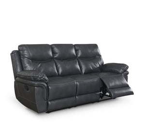 English Elm Steve Silver - Isabella Recliner Sofa Set in Dark Gray Faux Leather with Cup-Holders, Pillowtop Arms, Contrast Stitching B081P157073