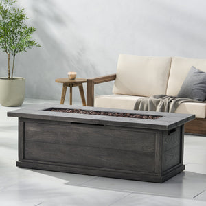 English Elm 56" Outdoor Rectangular Propane Fire Pit 50000 Btu Mgo Concrete Wood Grain Patio 57570.00GRY-50K