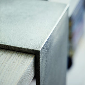 Bernhardt Bernhardt Linea Console Table, 72"W Cerused Greige Oak Veneer With Textured Graphite Banding 384910G