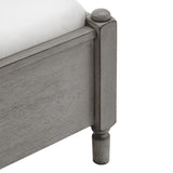 Homelegance By Top-Line Remi Antique Finish Beaded Wood Platform Bed Grey Rubberwood