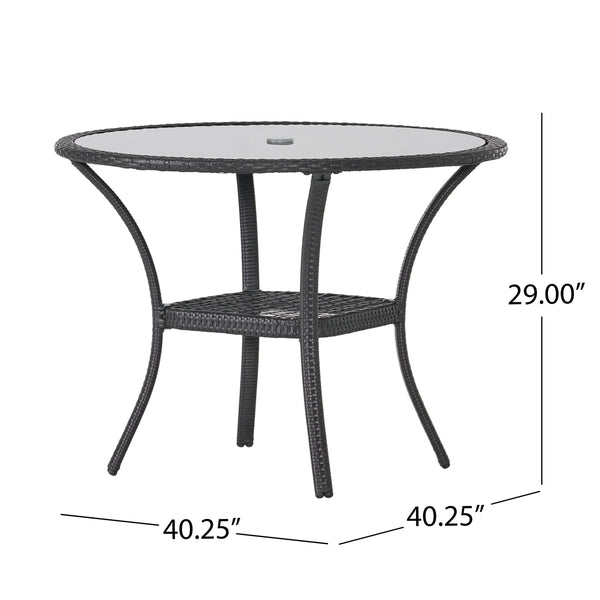 English Elm San Pico Round Outdoor Bistro Table Pe Wicker Iron Frame Glass Top Patio 56225.00TBL