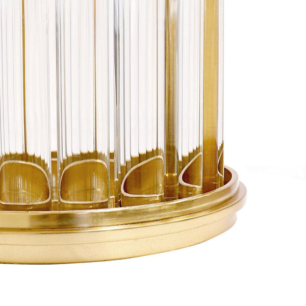 Pasargad Home Lucian Art Deco Lucite & Stainless Steel Hurricane - Unique Handcrafted Decor Piece Clear Lucite & Stainless Steel Psac-100m