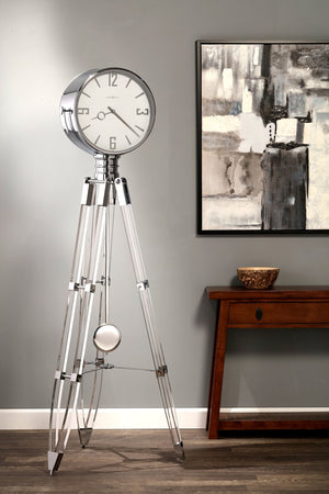 Hekman Furniture 615110 Stunning Tripod Grandfather Clock - Polished Chrome Elegance With Chimes & Unique Design  Chaplin V Acrylic Grandfather Clock 615110