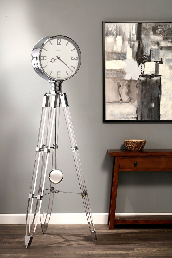 Hekman Furniture 615110 Stunning Tripod Grandfather Clock - Polished Chrome Elegance With Chimes & Unique Design  Chaplin V Acrylic Grandfather Clock 615110