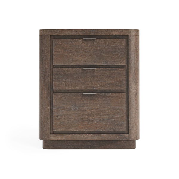 Bernhardt Bernhardt Outline Nightstand With Soft-Close Drawers, Wire-Brushed Oak, Usb Charging, Modern Casual Design 360228