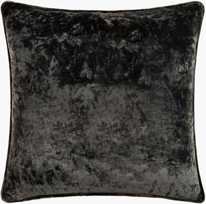 Surya Velvet Mood Vmd-001 18"X18" Luxe Accent Pillow - Soft Viscose For Modern Minimalist Decor Style Charcoal Viscose,Viscose Vmd001-1818p