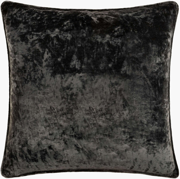 Surya Velvet Mood Vmd-001 18"X18" Luxe Accent Pillow - Soft Viscose For Modern Minimalist Decor Style Charcoal Viscose,Viscose Vmd001-1818p