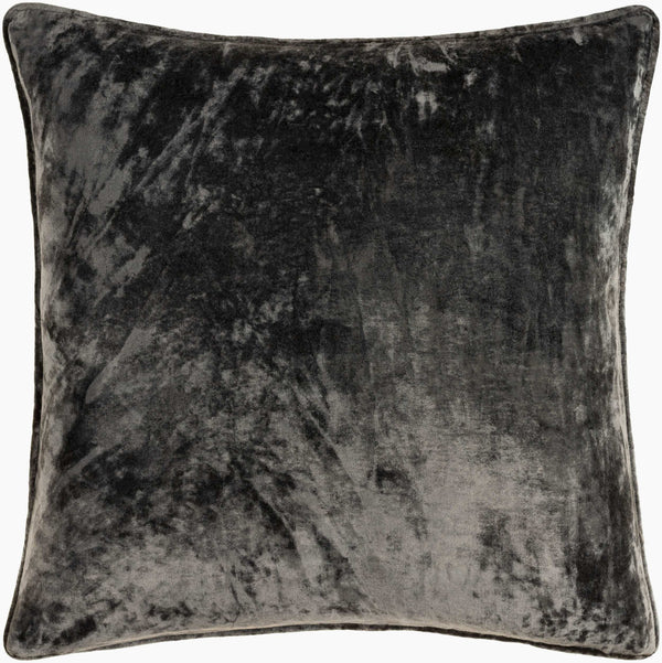 Surya Velvet Mood Vmd-001 18"X18" Luxe Accent Pillow - Soft Viscose For Modern Minimalist Decor Style Charcoal Viscose,Viscose Vmd001-1818p