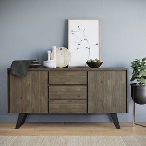 English Elm Lowry Sideboard Buffet – Handcrafted Distressed Grey Storage With Modern-Industrial Design & Durability B136P158869