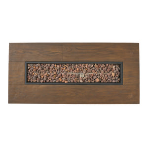 English Elm 56" Outdoor Rectangular Propane Fire Pit 50000 Btu Mgo Concrete Wood Grain Patio 57570.00BRN-50K