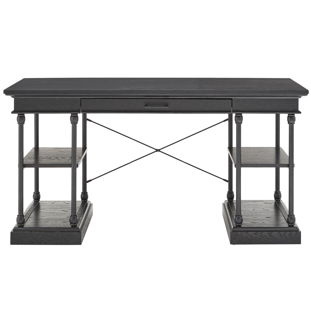 Homelegance By Top-Line Miranda Cornice 1-Drawer Storage Writing Desk Black Wood