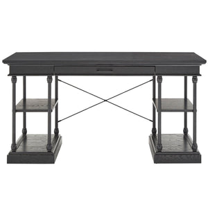 Homelegance By Top-Line Miranda Cornice 1-Drawer Storage Writing Desk Black Wood