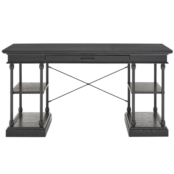 Homelegance By Top-Line Miranda Cornice 1-Drawer Storage Writing Desk Black Wood