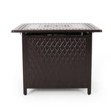 Christopher Knight Home® - Noble House - Amherst Outdoor Square Aluminum Fire Pit, Hammered Bronze