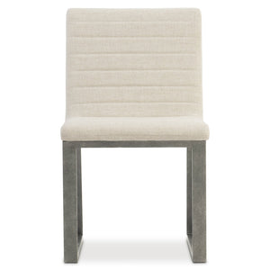 Bernhardt Bernhardt Tribeca Upholstered Side Chair With Horizontal Channeling And Textured Aluminum Sled Frame 333541
