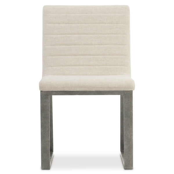 Bernhardt Bernhardt Tribeca Upholstered Side Chair With Horizontal Channeling And Textured Aluminum Sled Frame 333541