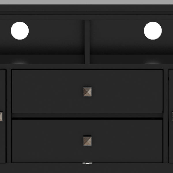 English Elm Cosmopolitan 72" Wide Black Media Stand - Sleek Solid Wood Tv Storage With Modern Design & Organization B136P158551