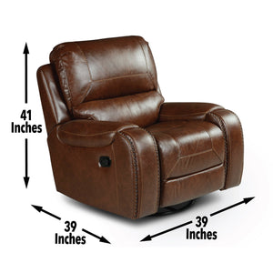 English Elm Steve Silver - Keily 3-Piece Manual Reclining Living Room Set in Dark Brown Faux Leather with USB Console and Swivel Recliner B081S00272