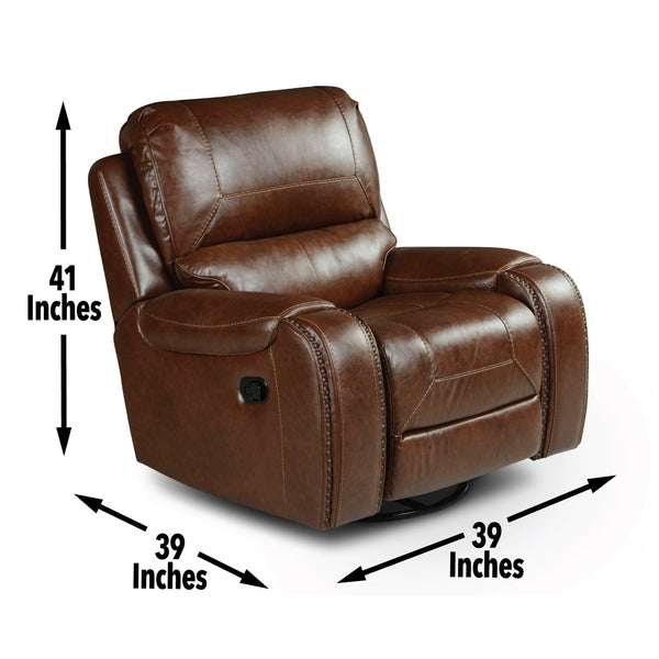 English Elm Steve Silver - Keily 3-Piece Manual Reclining Living Room Set in Dark Brown Faux Leather with USB Console and Swivel Recliner B081S00272