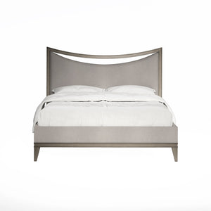 A.R.T. Furniture Cove Cal King Upholstered Bed – Glam Transitional Design With Curved Headboard & Mica Finish Grey Rubberwood Solids,Foam,Fabric 349127-2743