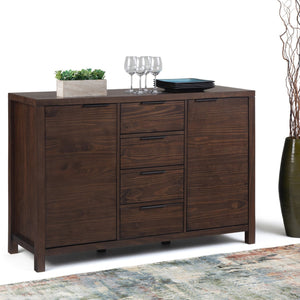 English Elm Hollander handcrafted solid wood sideboard buffet with 4 drawers, 2 doors & adjustable shelving, 54"W Dark Brown B136P158684