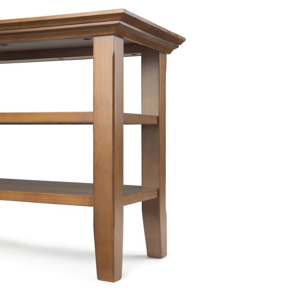 English Elm Acadian Solid Wood Narrow Side Table With Two Open Shelves - Stylish Light Brown Accent Table B136P159401