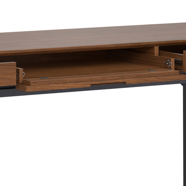 English Elm Banting - Stylish Mid Century Wide Desk In Walnut Veneer With Ample Storage & Modern Design Elements B136P158463