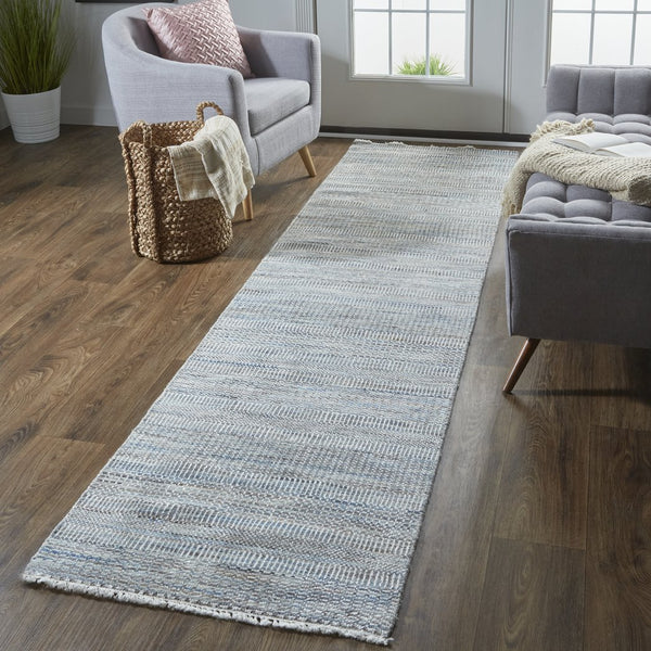 Feizy Rugs Janson Hand Knotted Wool And Viscose Rug With Textured Stripes For Casual Farmhouse Elegance Silver Wool,Viscose I92i6064blu000i10
