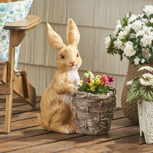 Christopher Knight Home® - Noble House - Tooke Outdoor Decorative Rabbit Planter, White and Brown