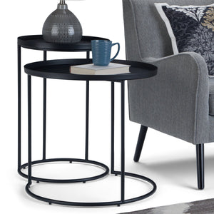 English Elm Monet - Handcrafted Metal 2-Piece Nesting Table Set In Black For Modern Industrial Elegance B136P158948