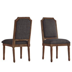 Homelegance By Top-Line Mayer Arched Linen and Wood Dining Chairs (Set of 2) Dark Grey Rubberwood