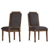 Mayer Arched Linen and Wood Dining Chairs (Set of 2)