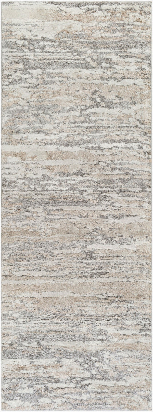 Livabliss Venice Geometric High Pile Polypropylene Rug Turkish Woven Accent for Entryway Tan, Medium Gra 2'7" x 7'3" VNE2302-2773